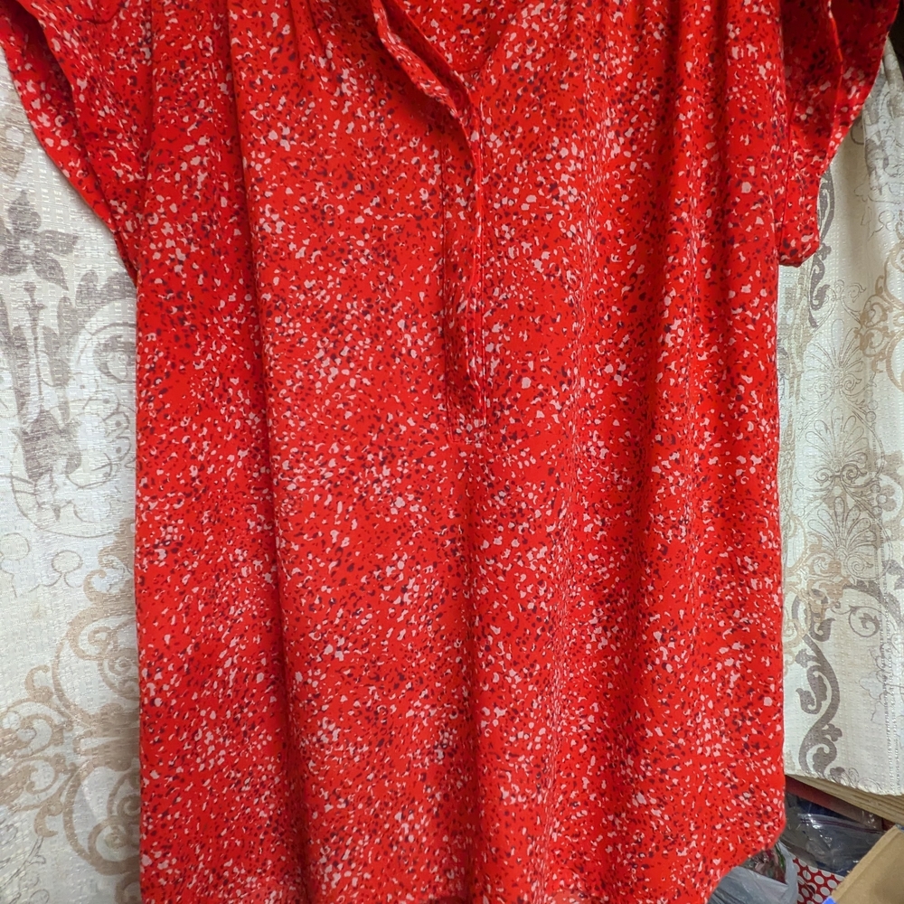 Red Patterned Blouse